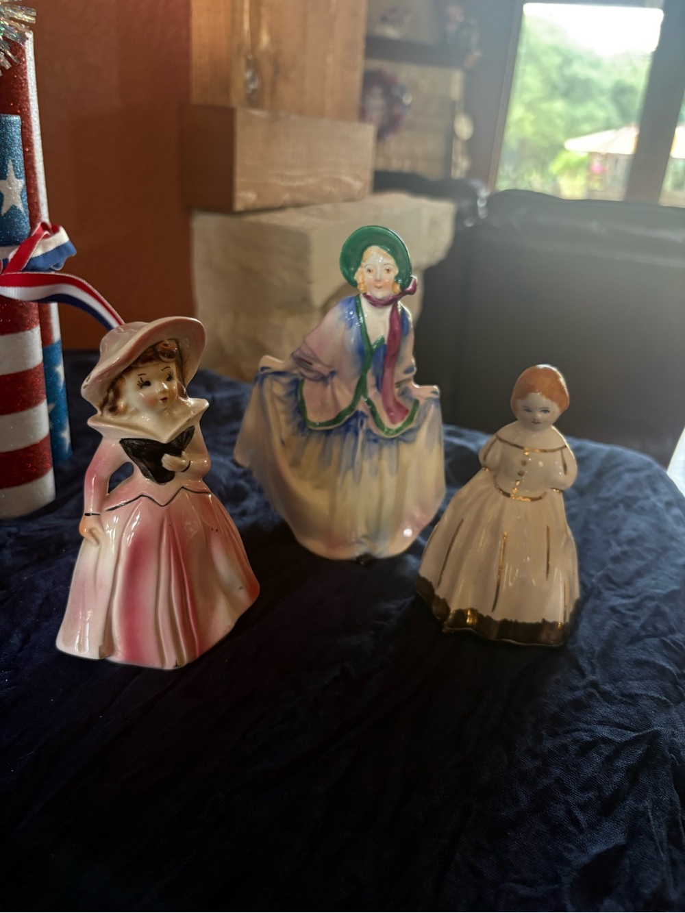 Vintage Porcelain Lady Figurine - Pink, Cream, Blue